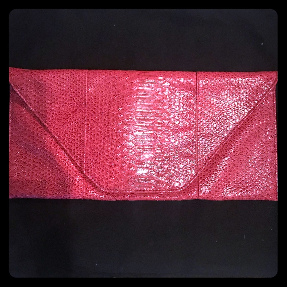 Large pink envelope clutch